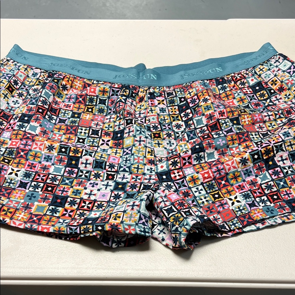 Colorful Patterned Women Pajama Boxer Shorts Sz 2X